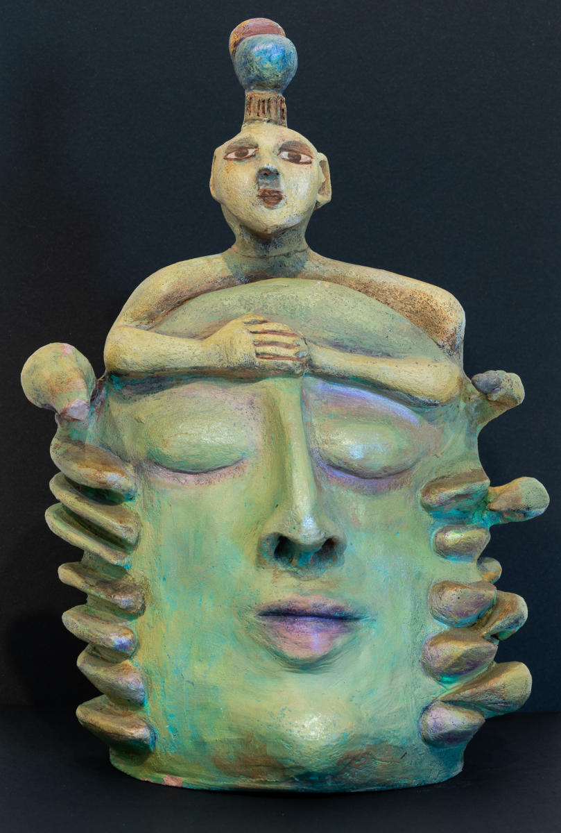 untitled  2s - front 7"w x 11"h. ceramic  : sculpture : Lucienne Weinberger - Artist NY