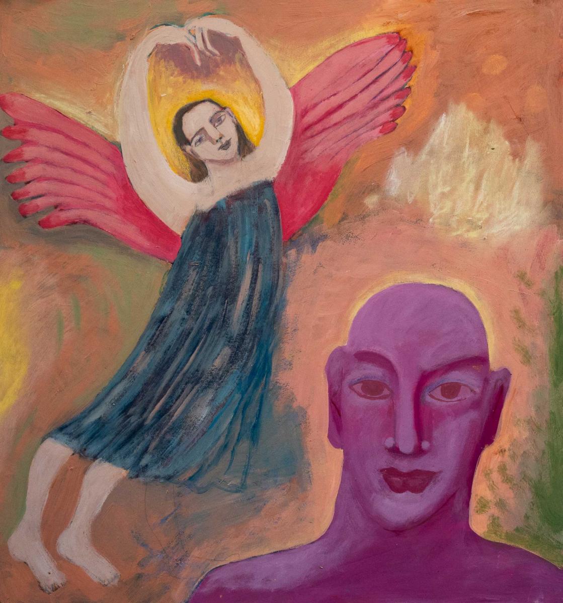 untitled 13f - acrylic on canvas 7"w x 8"h : figurative paintings : Lucienne Weinberger - Artist NY