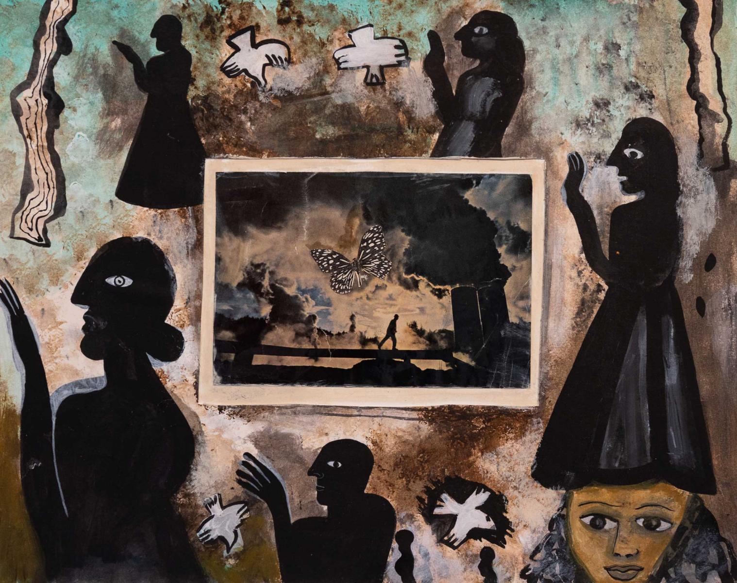 untitled 14f - acrylic on canvas 14"w x 11"h : figurative paintings : Lucienne Weinberger - Artist NY
