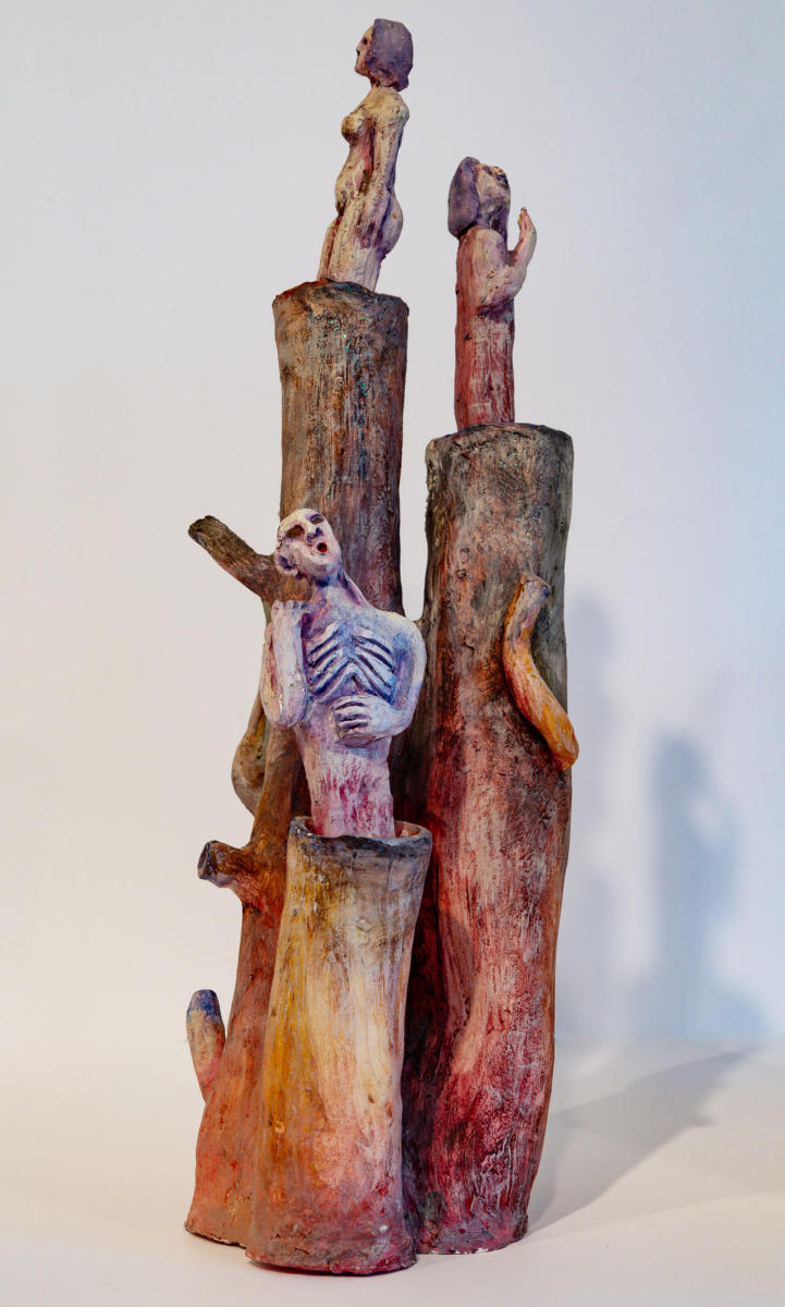 untitled 5"w x 18"h ceramic - front view : sculpture : Lucienne Weinberger - Artist NY
