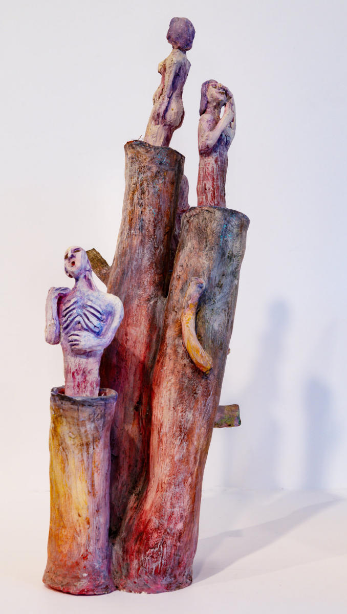 untitled 5"w x 18"h ceramic - front view turned slightly to the left : sculpture : Lucienne Weinberger - Artist NY